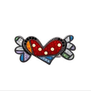 Romero Britto Swarovski Heart Ring/Necklace NWT